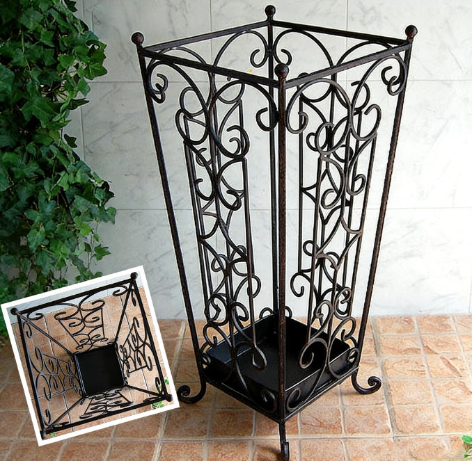 风雷铁艺 复古雕花方形花架/伞架